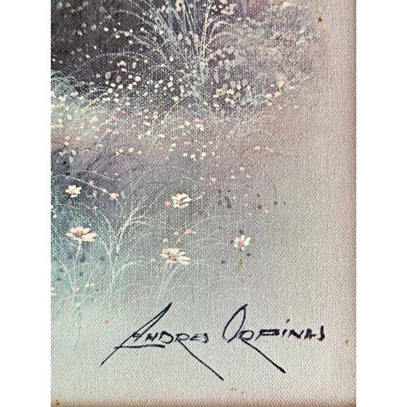 Vintage Andres Orpinas Art Print, Boy and Girl Collecting Flowers Wall Decor - Picture 15 of 16